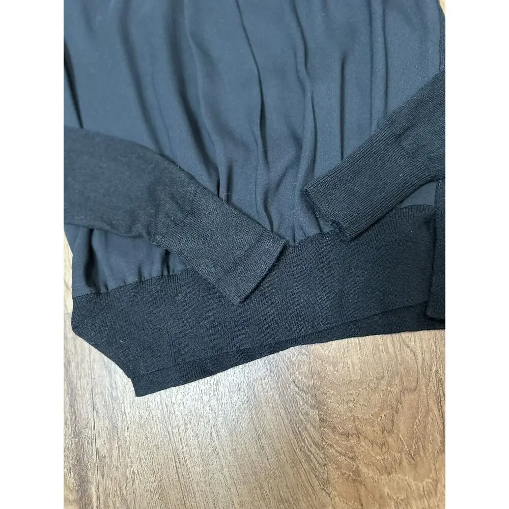 Ann Taylor Women’s Black Wool Blend Sweater Long Sleeve Beaded Front Size XS